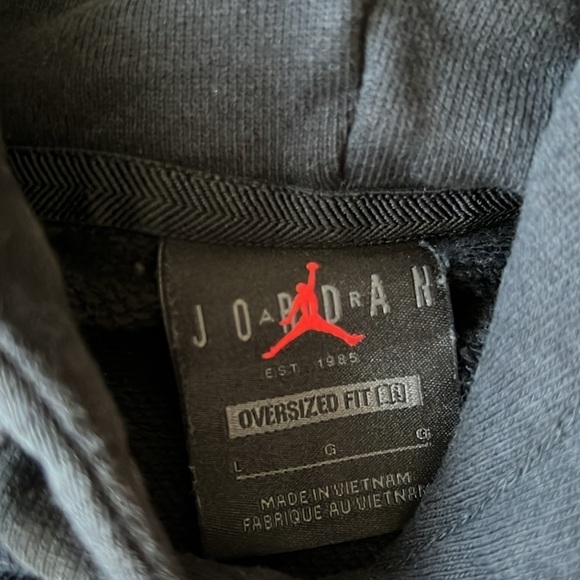 Jordan Flight Fleece Pullover Thick Oversized Hoodie Sweatshirt Womens Black - Picture 7 of 11